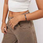 Bracciale in cuoio placcato argento sterling con cristallo celeste